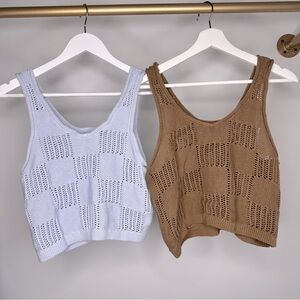Vans Blue and Brown Knit Crop Tops